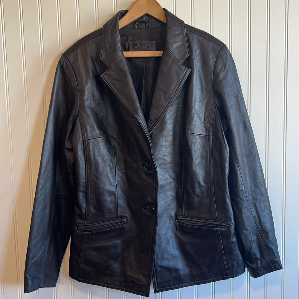 Jaclyn Smith Dark Leather Jacket buttery soft‎ women medium vintage - Picture 2 of 12
